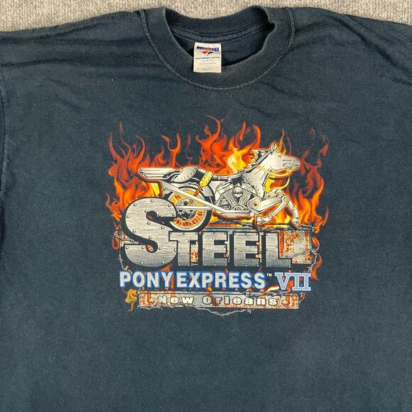 Steel Pony Express 2004 T-Shirt XL Black New Orleans Motorcycle Rally Jerzees - Picture 10 of 10
